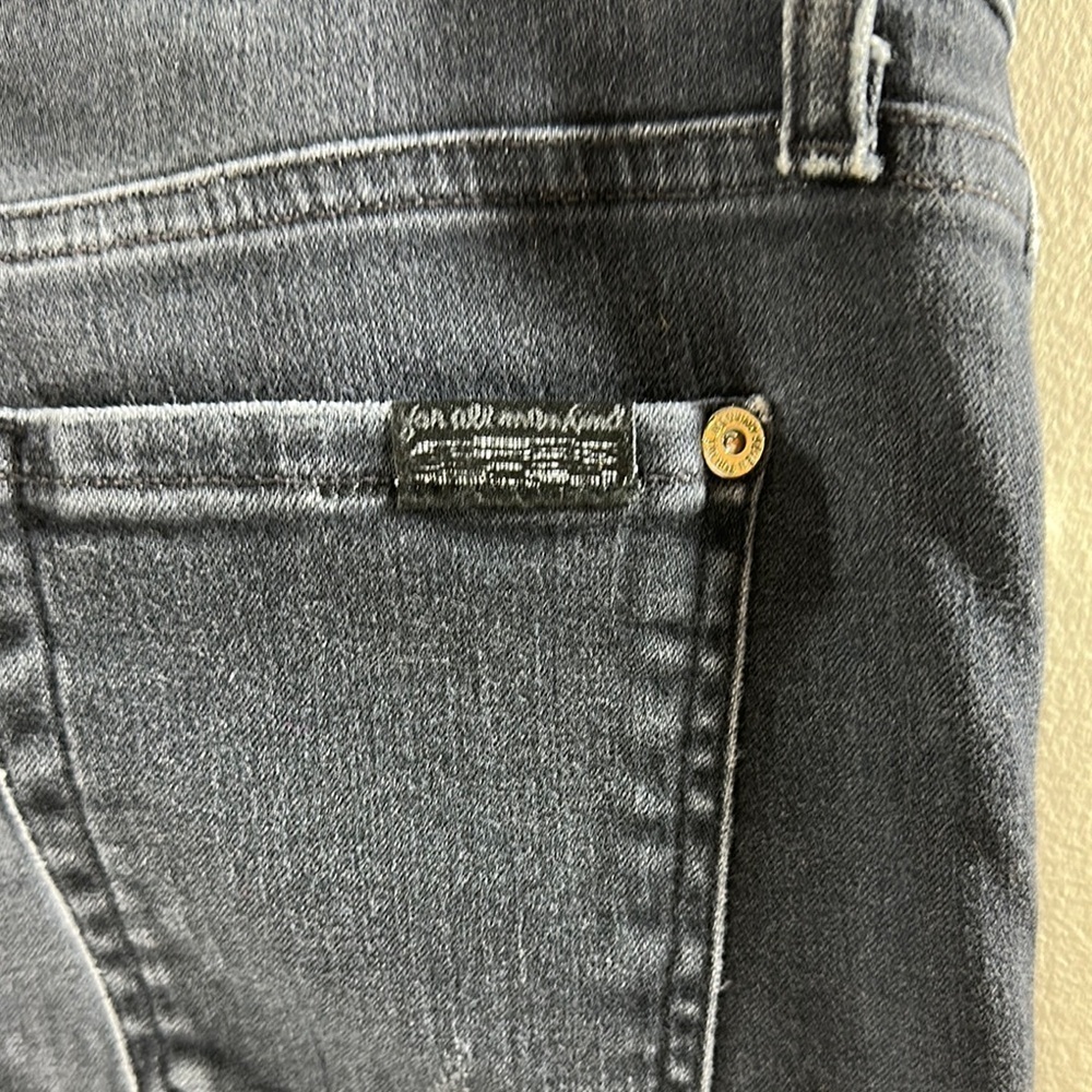 7 For All Man Kind Distressed Dark Wash Denim The High Waist Skinny Jean Size 26 - Picture 7 of 8